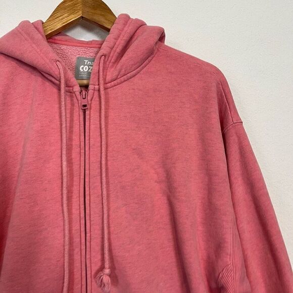 Aritzia TNA Cozy Fleece Pink Front Zip Sweatshirt Hoodie Women’s 2 Small Medium - Picture 2 of 6